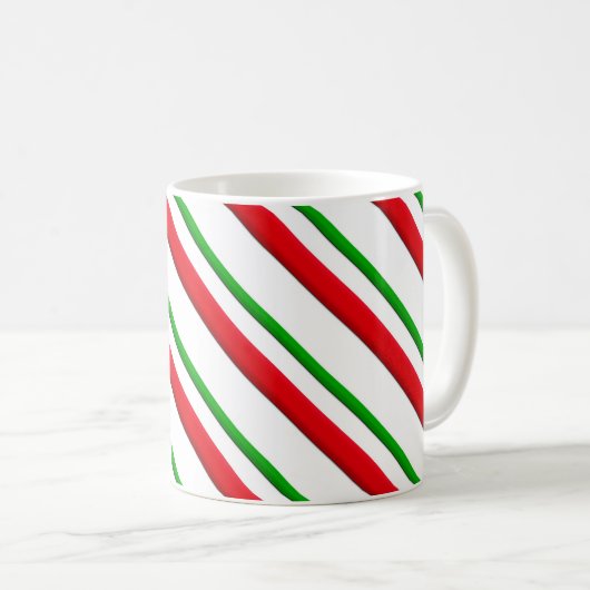 Candy Cane Stripes, rot, grün und weiß Kaffeetasse (VorderseiteRechts)