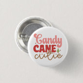 Candy Cane Süsse Retro Groovy Weihnachtsfeiertage Button (Vorne & Hinten)