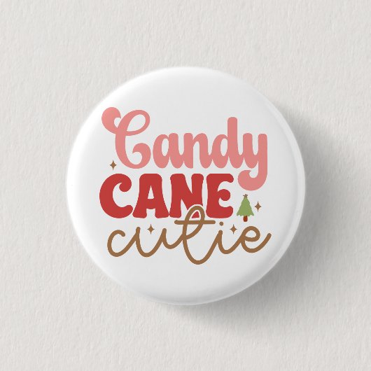 Candy Cane Süsse Retro Groovy Weihnachtsfeiertage Button (Vorderseite)