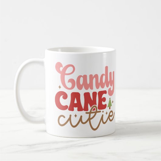Candy Cane Süsse Retro Groovy Weihnachtsfeiertage Kaffeetasse (Links)