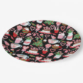 Candy Cane Süßigkeiten Muster Pappteller (Schrägansicht)