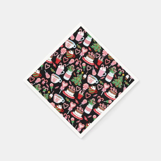 Candy Cane Süßigkeiten Muster Serviette (Ecke)