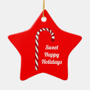 Candy Cane Sweet Happy Holidays Keramikornament
