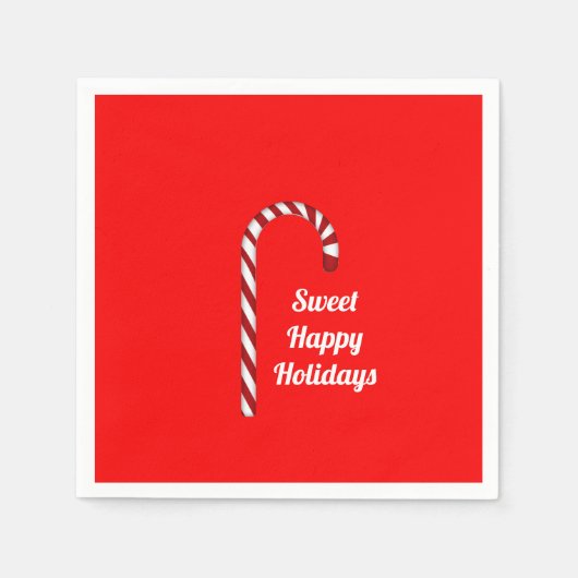 Candy Cane Sweet Happy Holidays Paper Napkin Serviette (Vorderseite)