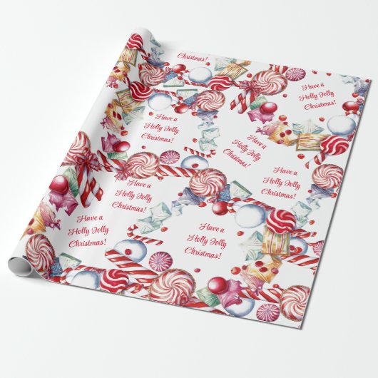 Candy Cane Swirl Candies Wrapping Paper Geschenkpapier (Ungerollt)