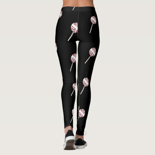 Candy Cane Swirl Christmas Lollipop Pattern Leggings (Rückseite)