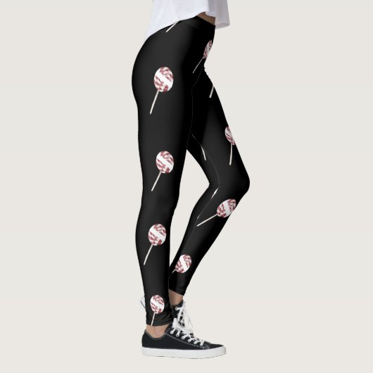 Candy Cane Swirl Christmas Lollipop Pattern Leggings (Rechts)