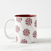 Candy Cane Swirl Lollipops Pattern Zweifarbige Tasse (Links)