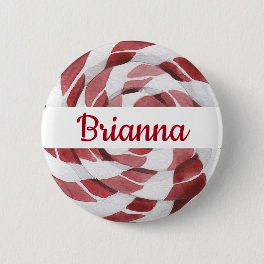 Candy Cane Swirl mit Namen Button (Vorderseite)