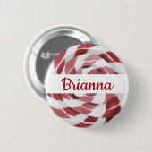 Candy Cane Swirl mit Namen Button (Vorne & Hinten)