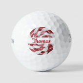 Candy Cane Swirl mit Namen Golfball (Vorderseite)