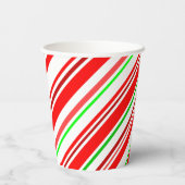 Candy Cane Swirl Stripes Christmas Red White Green Pappbecher (Rückseite)