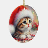 Candy Cane Tabby Kitten Weihnachten Keramik Ornament (Rechts)