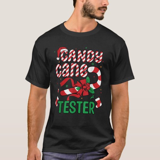 Candy Cane Tester Funny Christmas 2024 Holiday Men T-Shirt (Vorderseite)