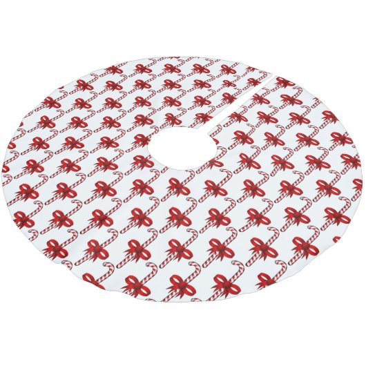 Candy Cane Tree Skirt Polyester Weihnachtsbaumdecke (Schrägansicht)