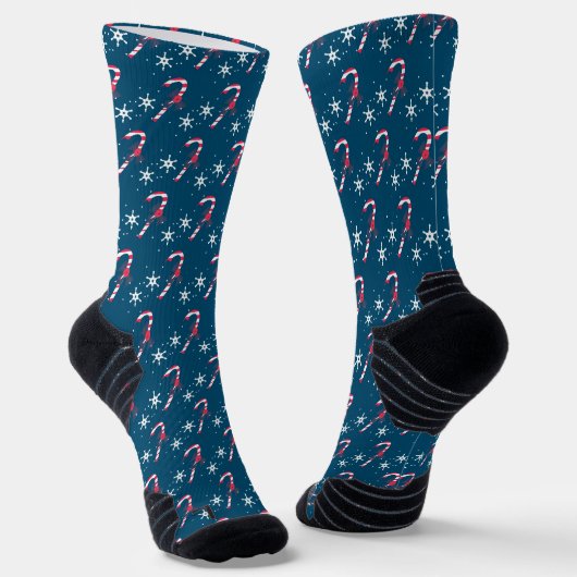 Candy Cane und Berry Snowflakes Weihnachtsmuster Socken (Gewinkelt)