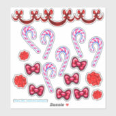 Candy Cane und Bow Sticker Set (Blatt)