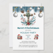 Candy Cane und Holly Cross Weihnachten Einladung (Vorderseite)