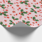 Candy Cane und Holly Geschenkpapier (Ecke)
