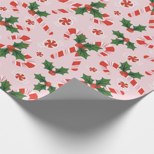 Candy Cane und Holly Geschenkpapier (Ecke)