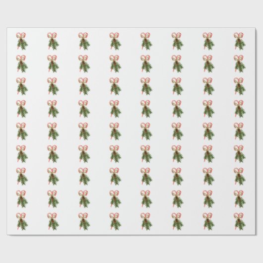 Candy Cane und Pine Bouquet Geschenkpapier (Flach)