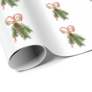 Candy Cane und Pine Bouquet Geschenkpapier