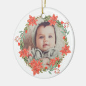 Candy Cane und Poinsettia Wreath Foto Keramik Ornament (Links)