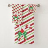 Candy Cane und Red White and Green Strips Badhandtuch Set (Insitu)