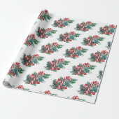Candy Cane und Winter Greenery | Weihnachten Geschenkpapier (Ungerollt)
