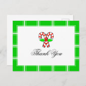 Candy Cane Vielen Dank Green Christmas Postkarte (Vorne/Hinten)