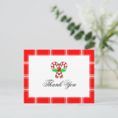 Candy Cane Vielen Dank Red Christmas Postkarte (Stehend Vorderseite)