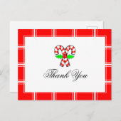 Candy Cane Vielen Dank Red Christmas Postkarte (Vorne/Hinten)