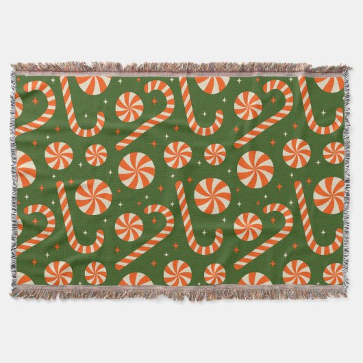 Candy Cane Vintage Weihnachts Retro-Muster Decke (Vorderseite)