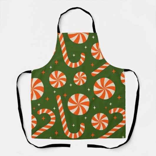 Candy Cane Vintage Weihnachts Retro-Muster Schürze (Vorderseite)