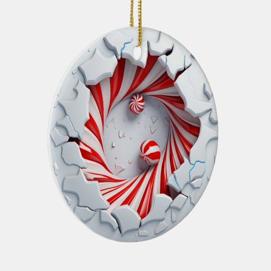 Candy Cane Vortex Peppermint Drehung Keramik Ornament (Rechts)