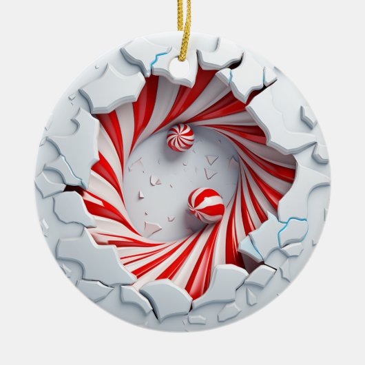 Candy Cane Vortex Peppermint Drehung Keramik Ornament (Vorne)