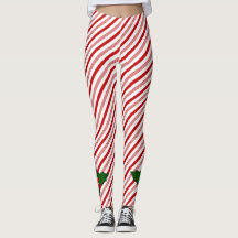 Candy Cane w/ Holly - Leggings