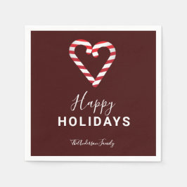 Candy Cane Weihnachten Minimal Red Happy Holidays Serviette