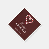 Candy Cane Weihnachten Minimal Red Happy Holidays Serviette (Ecke)