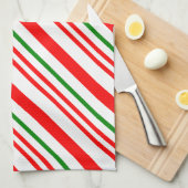 Candy Cane Weihnachten Red Green Stripes Muster Geschirrtuch (Viertel Falte)