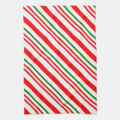 Candy Cane Weihnachten Red Green Stripes Muster Geschirrtuch (Vertikal)