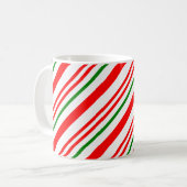 Candy Cane Weihnachten Red Green Stripes Muster Kaffeetasse (Vorderseite Links)