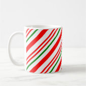Candy Cane Weihnachten Red Green Stripes Muster Kaffeetasse (Links)