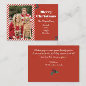 Candy Cane Weihnachts-Foto Weihnachtskarte Mitteilungskarte (Vorne/Hinten)