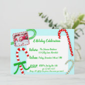 Candy Cane Weihnachts-Party Einladung (Stehend Vorderseite)