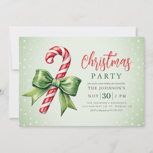 Candy Cane Weihnachts-Party Einladung (Vorderseite)
