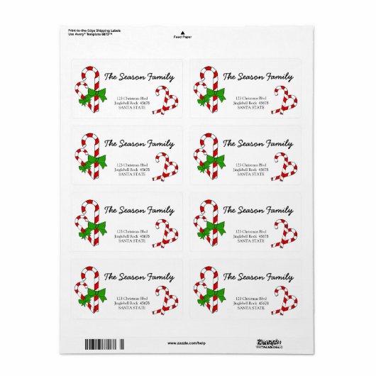 Candy Cane Weihnachtsanschrift (Vorne)