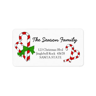 Candy Cane Weihnachtsanschrift Adressaufkleber