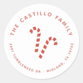 Candy Cane Weihnachtsaufkleber Runder Aufkleber