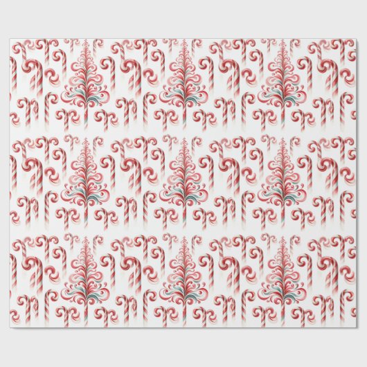Candy Cane Weihnachtsbaum Wrapping Paper Geschenkpapier (Flach)